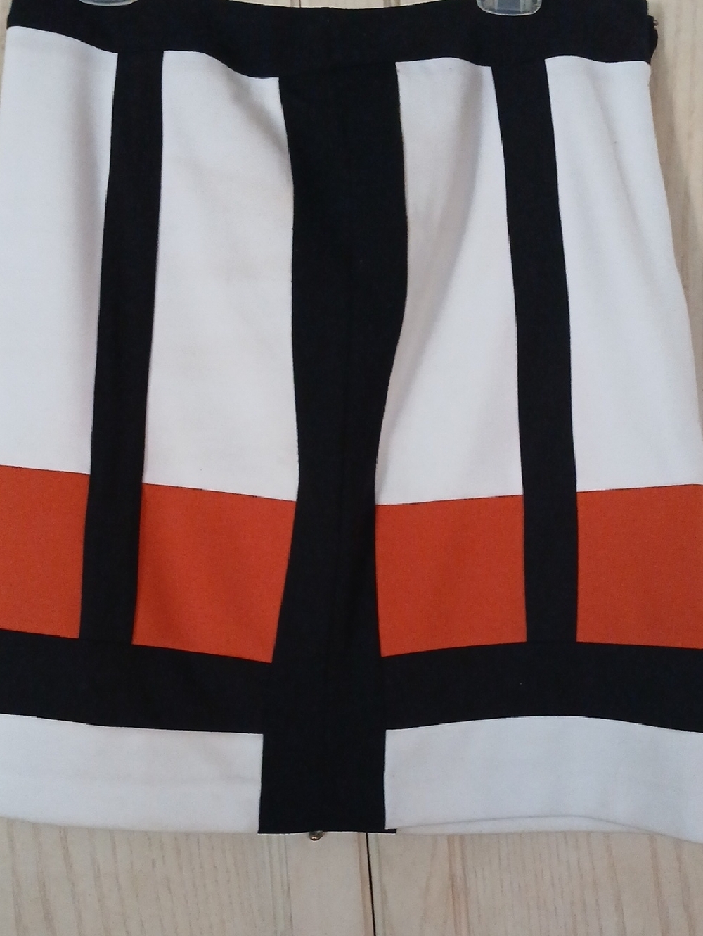 Colorblock Mini Skirt in White, Orange & Black